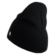 US Air Force Navy Letter Symbol Embroidered 8 Inch Solid Knit Short Beanie Made in USA - Black OSFM