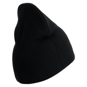 US Air Force Navy Letter Symbol Embroidered 8 Inch Solid Knit Short Beanie Made in USA - Black OSFM