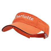 Charlotte South Carolina Logo Embroidered Prostyle Cotton Twill Washed Visor - Orange-Navy OSFM