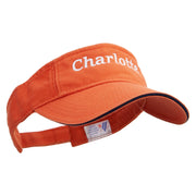 Charlotte South Carolina Logo Embroidered Prostyle Cotton Twill Washed Visor - Orange-Navy OSFM