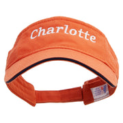 Charlotte South Carolina Logo Embroidered Prostyle Cotton Twill Washed Visor - Orange-Navy OSFM