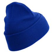 U.S. Marine Corps 3rd Marine Division logo Embroidered 12 Inch Solid Knit Cuff Long Beanie Made in USA - Royal-Blue OSFM