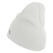 US Air Force Navy Letter Symbol Embroidered 8 Inch Solid Knit Short Beanie Made in USA - White OSFM