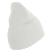 US Air Force Navy Letter Symbol Embroidered 8 Inch Solid Knit Short Beanie Made in USA - White OSFM