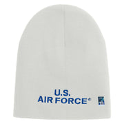 US Air Force Navy Letter Symbol Embroidered 8 Inch Solid Knit Short Beanie Made in USA - White OSFM