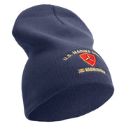 U.S Marine Corps 3rd Marine Division Symbol Embroidered 8 Inch Solid Knit Short Beanie Made in USA - Navy OSFM