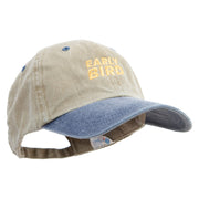 Early Bird Icon Embroidered Pigment Dyed Wash Cap - Khaki-Navy OSFM