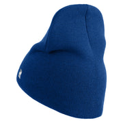 US Space Force Grey Letter Symbol Embroidered 8 Inch Solid Knit Short Beanie Made in USA - Royal-Blue OSFM