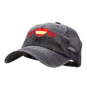 Spain Heart Embroidered Pigment Dyed Mesh Cap