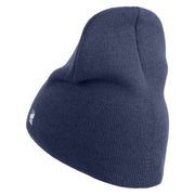 US Space Force Grey Letter Symbol Embroidered 8 Inch Solid Knit Short Beanie Made in USA - Navy OSFM