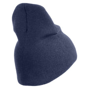 US Space Force Grey Letter Symbol Embroidered 8 Inch Solid Knit Short Beanie Made in USA - Navy OSFM