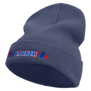 Barber Sign Embroidered 12 Inch Long Knitted Beanie - Navy OSFM