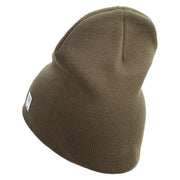 U.S Marine Corps 3rd Marine Division Symbol Embroidered 8 Inch Solid Knit Short Beanie Made in USA - Olive OSFM