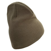 U.S Marine Corps 3rd Marine Division Symbol Embroidered 8 Inch Solid Knit Short Beanie Made in USA - Olive OSFM