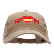 Spain Heart Embroidered Pigment Dyed Mesh Cap