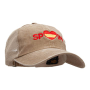 Spain Heart Embroidered Pigment Dyed Mesh Cap