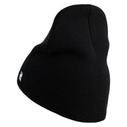 US Space Force Grey Letter Symbol Embroidered 8 Inch Solid Knit Short Beanie Made in USA - Black OSFM