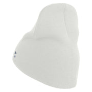 US Space Force Grey Letter Symbol Embroidered 8 Inch Solid Knit Short Beanie Made in USA - White OSFM