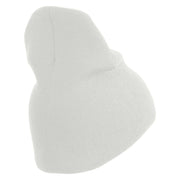 US Space Force Grey Letter Symbol Embroidered 8 Inch Solid Knit Short Beanie Made in USA - White OSFM