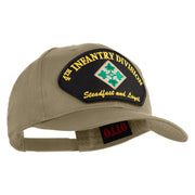 4th Infantry Division Steadfast and Loyal Patched Solid Cotton Twill Pro Style Cap - Khaki OSFM