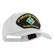 4th Infantry Division Steadfast and Loyal Patched Solid Cotton Twill Pro Style Cap - White OSFM