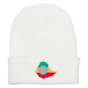 Ethiopia Flag Map Embroidered Long Beanie