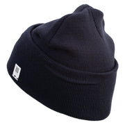 4th Marine Division Veteran Logo Embroidered 12 Inch Solid Knit Cuff Long Beanie Made in USA - Navy OSFM