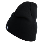 USSF Gold Letter Symbol Embroidered 8 Inch Solid Knit Short Beanie Made in USA - Black OSFM