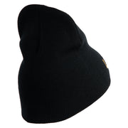 USSF Gold Letter Symbol Embroidered 8 Inch Solid Knit Short Beanie Made in USA - Black OSFM