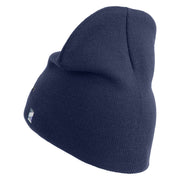 USSF Gold Letter Symbol Embroidered 8 Inch Solid Knit Short Beanie Made in USA - Navy OSFM