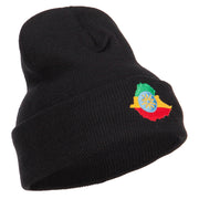 Ethiopia Flag Map Embroidered Long Beanie