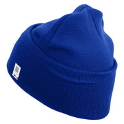 4th Marine Division Veteran Logo Embroidered 12 Inch Solid Knit Cuff Long Beanie Made in USA - Royal-Blue OSFM