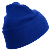 4th Marine Division Veteran Logo Embroidered 12 Inch Solid Knit Cuff Long Beanie Made in USA - Royal-Blue OSFM