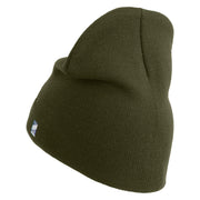 USSF Gold Letter Symbol Embroidered 8 Inch Solid Knit Short Beanie Made in USA - Olive OSFM