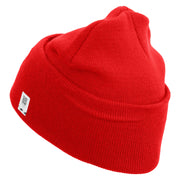 4th Marine Division Veteran Logo Embroidered 12 Inch Solid Knit Cuff Long Beanie Made in USA - Red OSFM