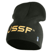USSF Gold Letter Symbol Embroidered 8 Inch Solid Knit Short Beanie Made in USA - Graphite OSFM
