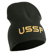 USSF Gold Letter Symbol Embroidered 8 Inch Solid Knit Short Beanie Made in USA - Graphite OSFM