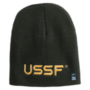 USSF Gold Letter Symbol Embroidered 8 Inch Solid Knit Short Beanie Made in USA - Graphite OSFM