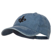 3D Fleur de Lis Embroidered Washed Buckled Cap