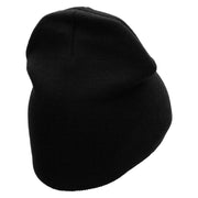 Made in USA Double Win Embroidered 8 Inch Short Beanie - Black OSFM