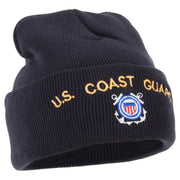 US Coast Guard Logo Embroidered 12 Inch Long Knitted Beanie