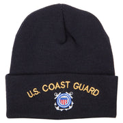 US Coast Guard Logo Embroidered 12 Inch Long Knitted Beanie