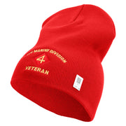 4th Marine Division Veteran Symbol Embroidered 8 Inch Solid Knit Short Beanie Made in USA - Red OSFM