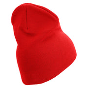 4th Marine Division Veteran Symbol Embroidered 8 Inch Solid Knit Short Beanie Made in USA - Red OSFM