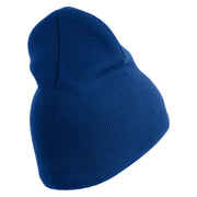 U.S. Air Force Roundel Symbol Embroidered 8 Inch Solid Knit Short Beanie Made in USA - Royal-Blue OSFM