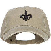 3D Fleur de Lis Embroidered Washed Buckled Cap