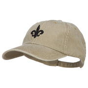 3D Fleur de Lis Embroidered Washed Buckled Cap