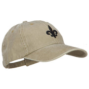 3D Fleur de Lis Embroidered Washed Buckled Cap