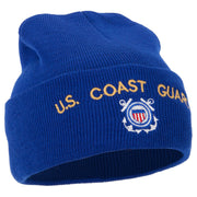 US Coast Guard Logo Embroidered 12 Inch Long Knitted Beanie