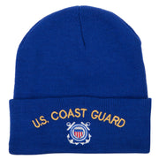 US Coast Guard Logo Embroidered 12 Inch Long Knitted Beanie